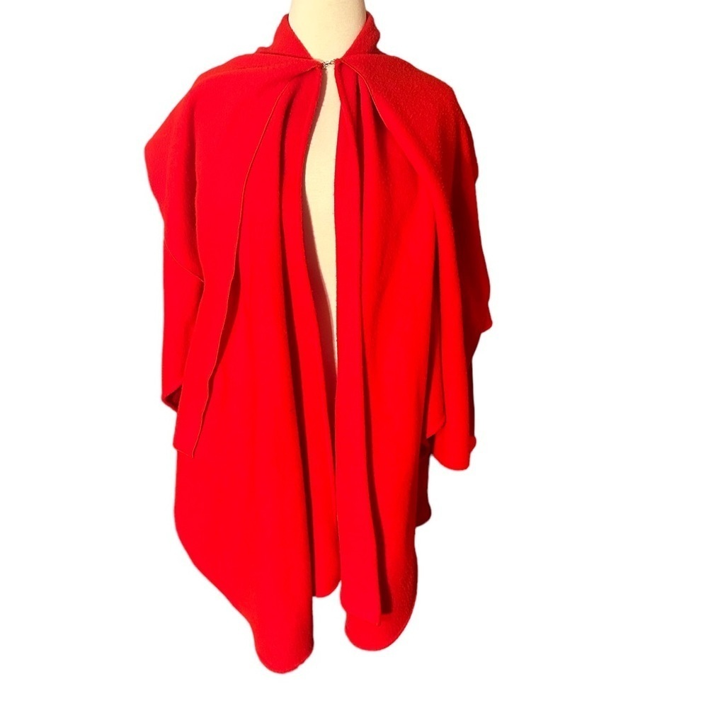 Stunning Vintage Red Kathleen for Sweet Herb Soft wool Poncho